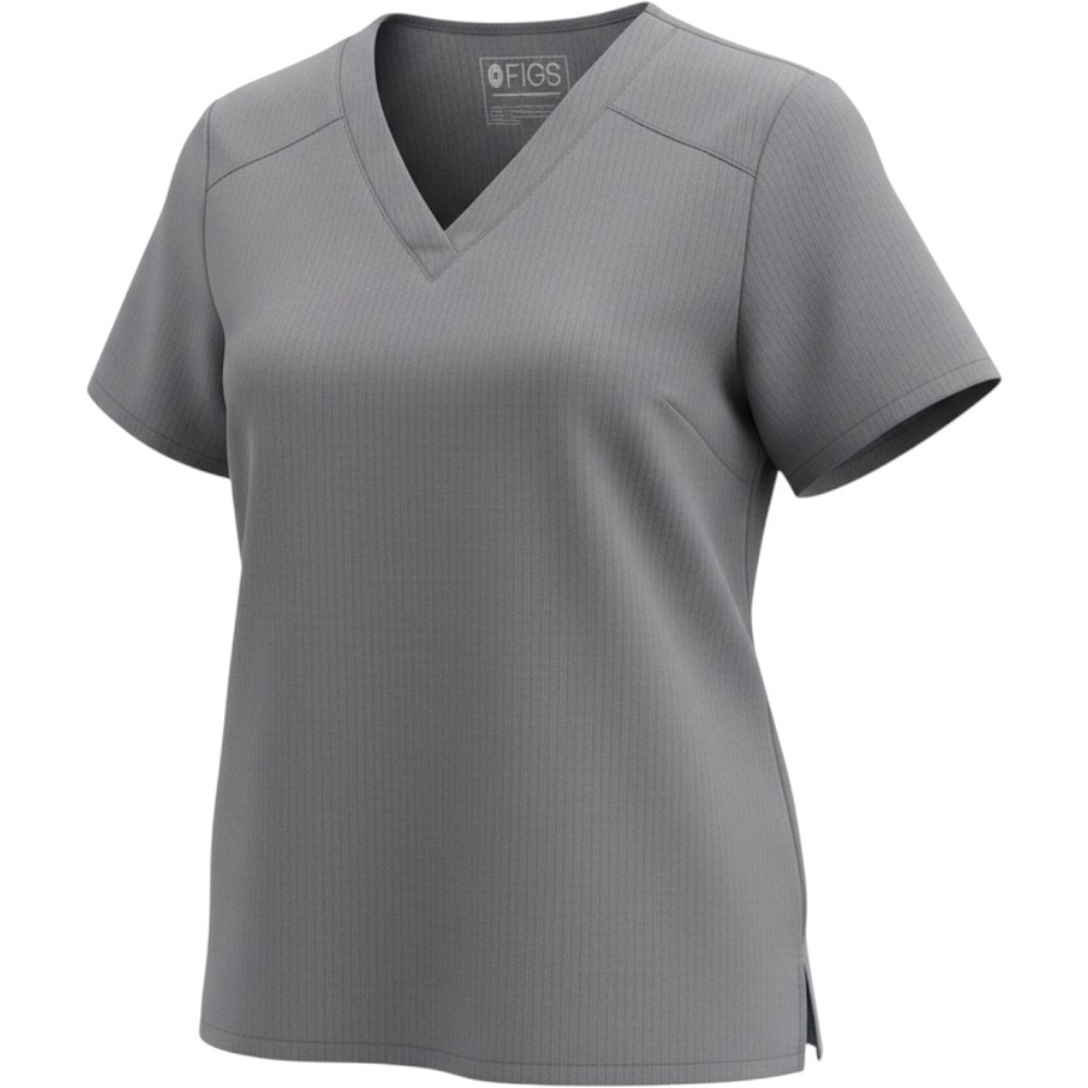 Figs Technical Collection Mens Gray V-Neck Scrub Top Large FW1000 Heathered Gray